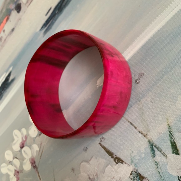 Bright Hot Pink African Kenya Cowhorn Bangle Bracelet Authentic Unique🩷💕 - Picture 2 of 7